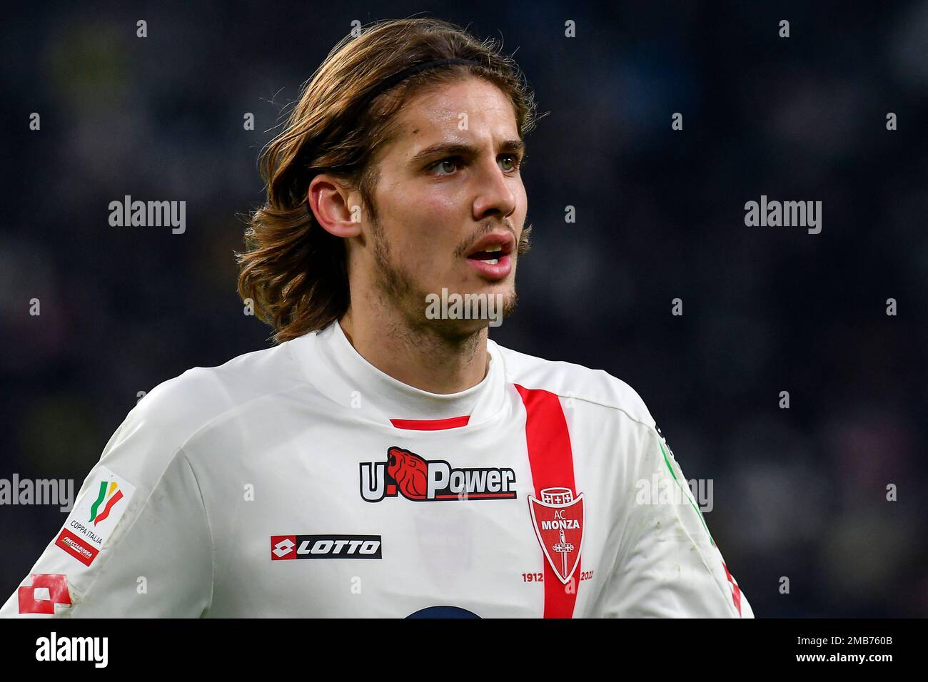 Andrea Colpani de l'AC Monza lors du match de football de la coupe d'Italie entre Juventus FC et AC Monza. Banque D'Images Andrea Colpani de l'AC Monza lors du match de football de la coupe d'Italie entre Juventus FC et AC Monza. Banque D'Images