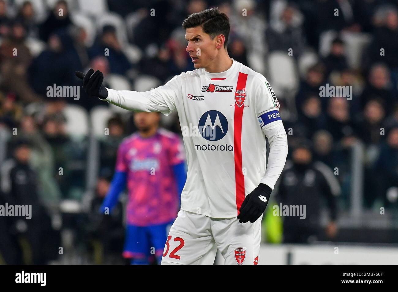 Matteo Pessina d'AC Monza réagit lors du match de football de la coupe d'Italie entre Juventus FC et AC Monza. Banque D'Images Matteo Pessina d'AC Monza réagit lors du match de football de la coupe d'Italie entre Juventus FC et AC Monza. Banque D'Images