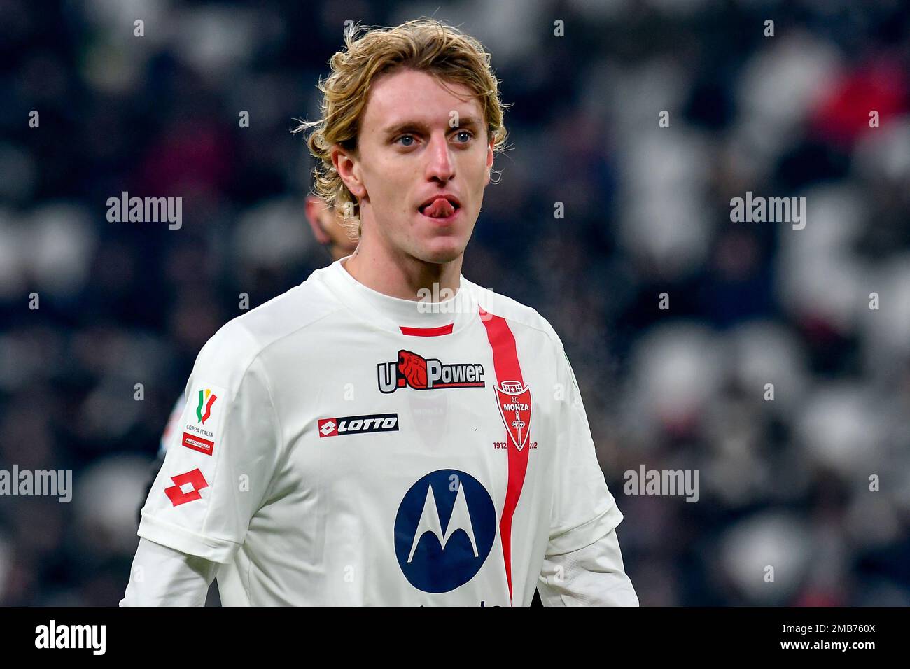 Nicolo Rovella d'AC Monza réagit lors du match de football de la coupe d'Italie entre Juventus FC et AC Monza. Banque D'Images Nicolo Rovella d'AC Monza réagit lors du match de football de la coupe d'Italie entre Juventus FC et AC Monza. Banque D'Images