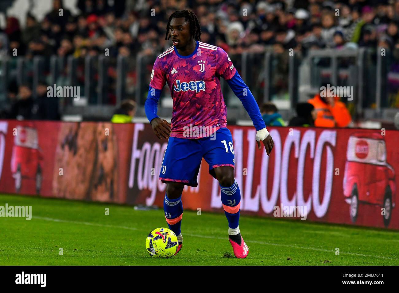 Moise Kean de Juventus FC en action pendant le match de football de la coupe d'Italie entre Juventus FC et AC Monza. Banque D'Images Moise Kean de Juventus FC en action pendant le match de football de la coupe d'Italie entre Juventus FC et AC Monza. Banque D'Images