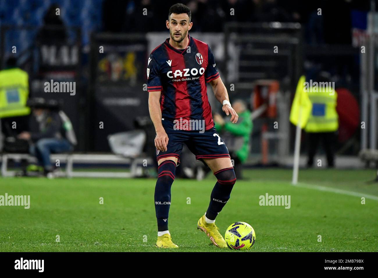 Charalampos Lykogiannis du FC de Bologne en action pendant le match de football de la coupe d'Italie entre le SS Lazio et le FC de Bologne au stade Olimpico à Rome (Italie) Banque D'Images Charalampos Lykogiannis du FC de Bologne en action pendant le match de football de la coupe d'Italie entre le SS Lazio et le FC de Bologne au stade Olimpico à Rome (Italie) Banque D'Images