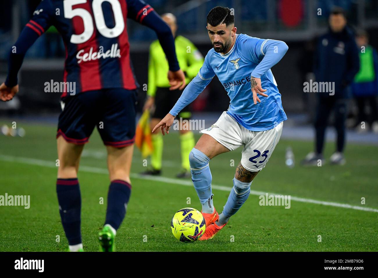 Elseid Hysaj de SS Lazio en action pendant le match de football de la coupe d'Italie entre SS Lazio et le FC de Bologne au stade Olimpico à Rome (Italie), 19 janvier Banque D'Images