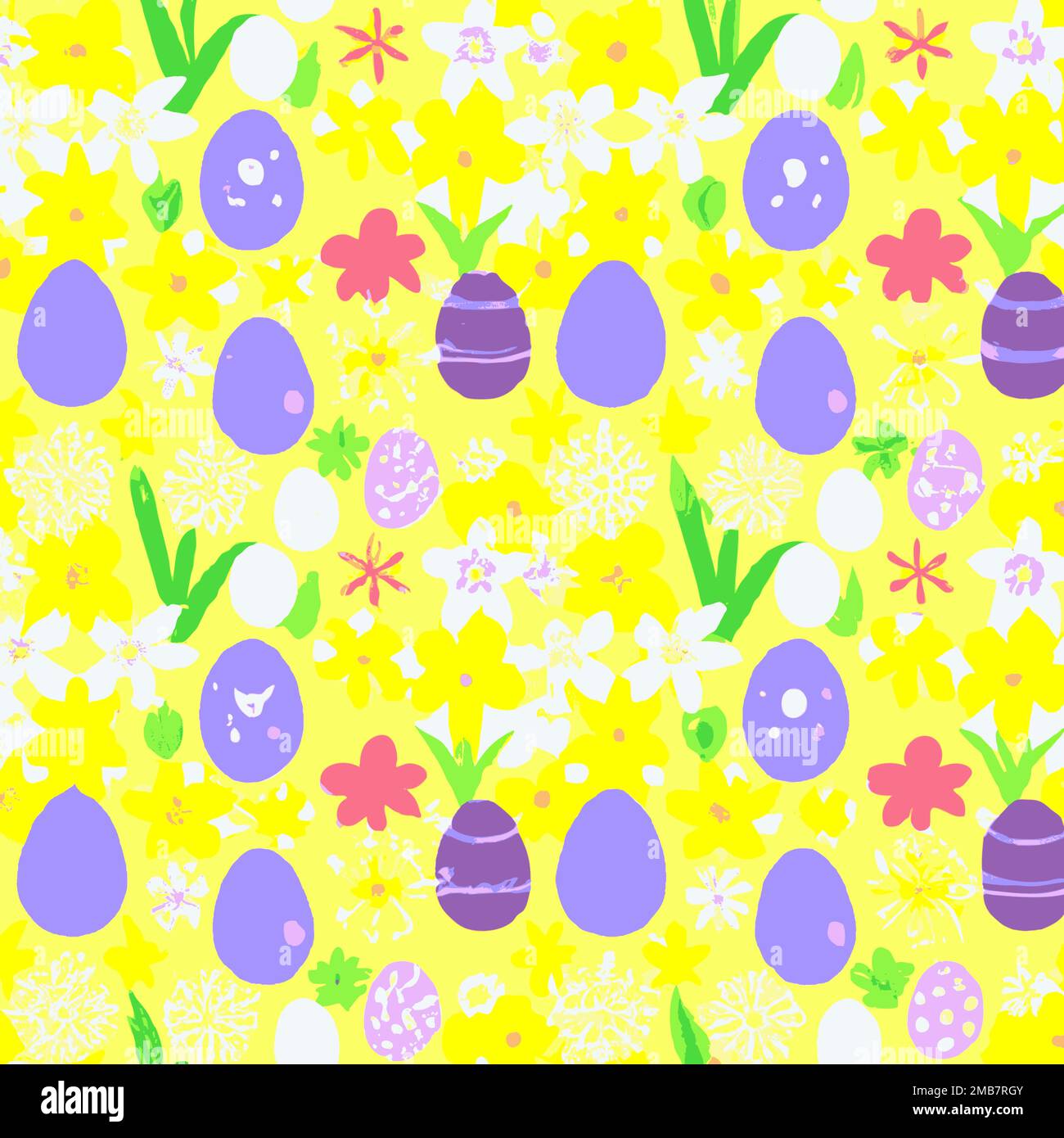 Illustration de nombreuses couleurs décorées oeufs de Pâques et fleurs motif de fond, rouge, jaune, vert, bleu, couleurs vives et pastel Illustration de Vecteur