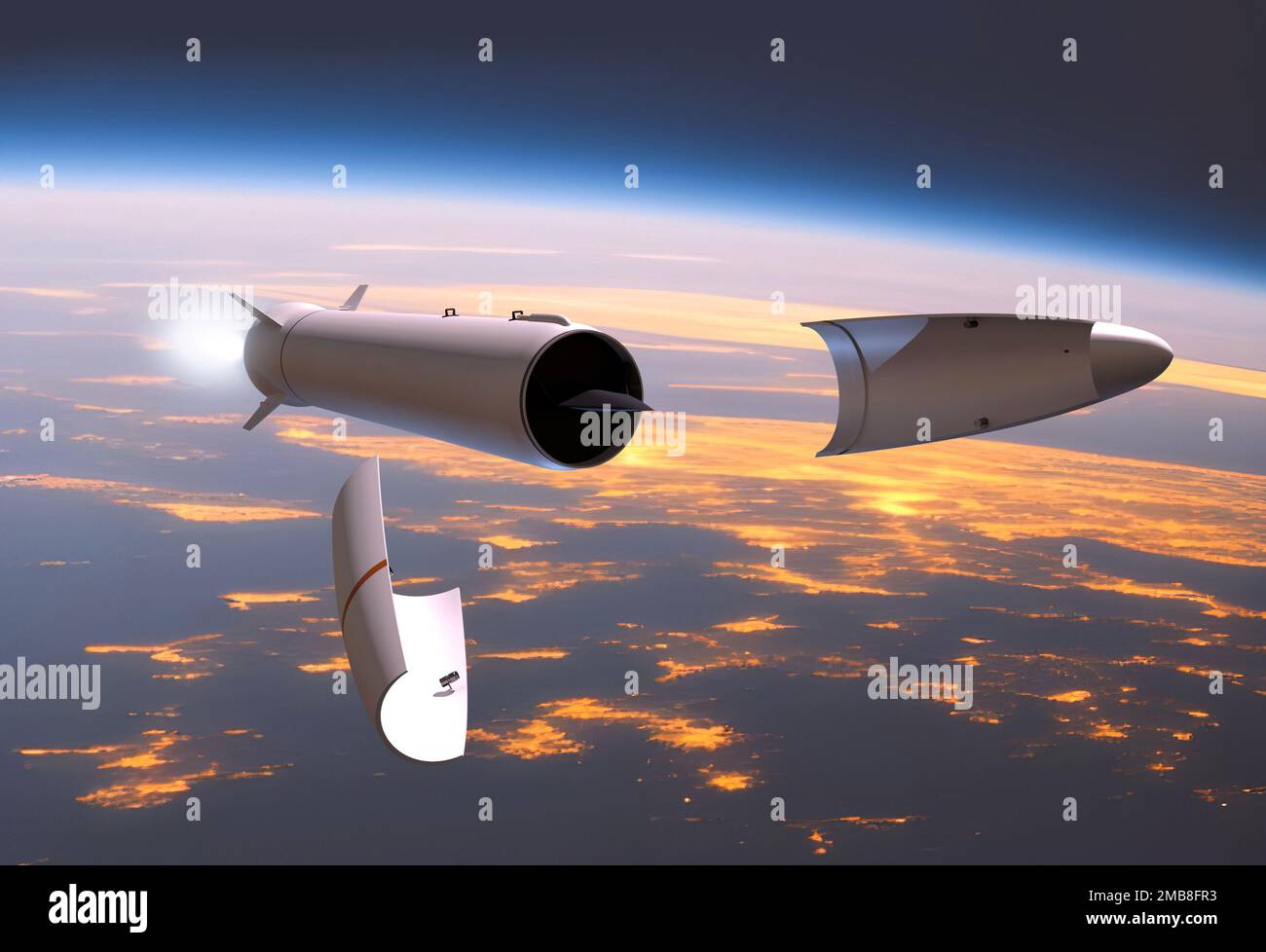 Missile hypersonique en orbite au-dessus de la Terre Banque D'Images