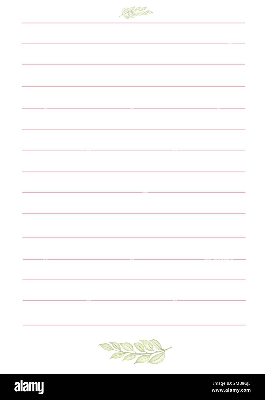 Planificateur quotidien aquarelle dessiné à la main avec branche de feuilles. Ma liste de choses à faire du jour avec floralIllustration. Page de notes avec verdure. Banque D'Images