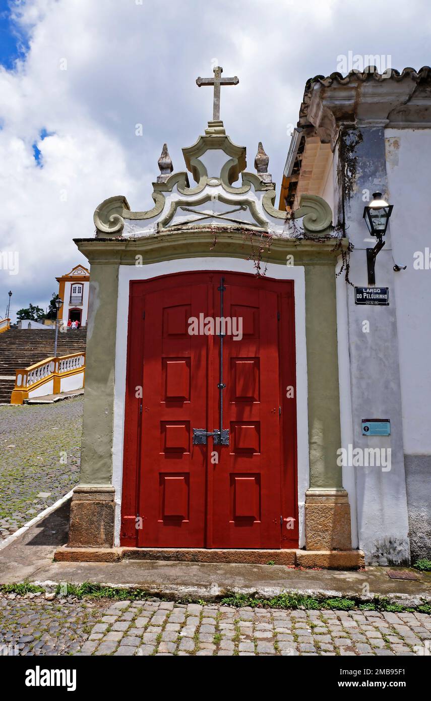 SAO JOAO DEL REI, MINAS GERAIS, BRÉSIL - 25 JANVIER 2020 : petite chapelle sur le centre historique Banque D'Images