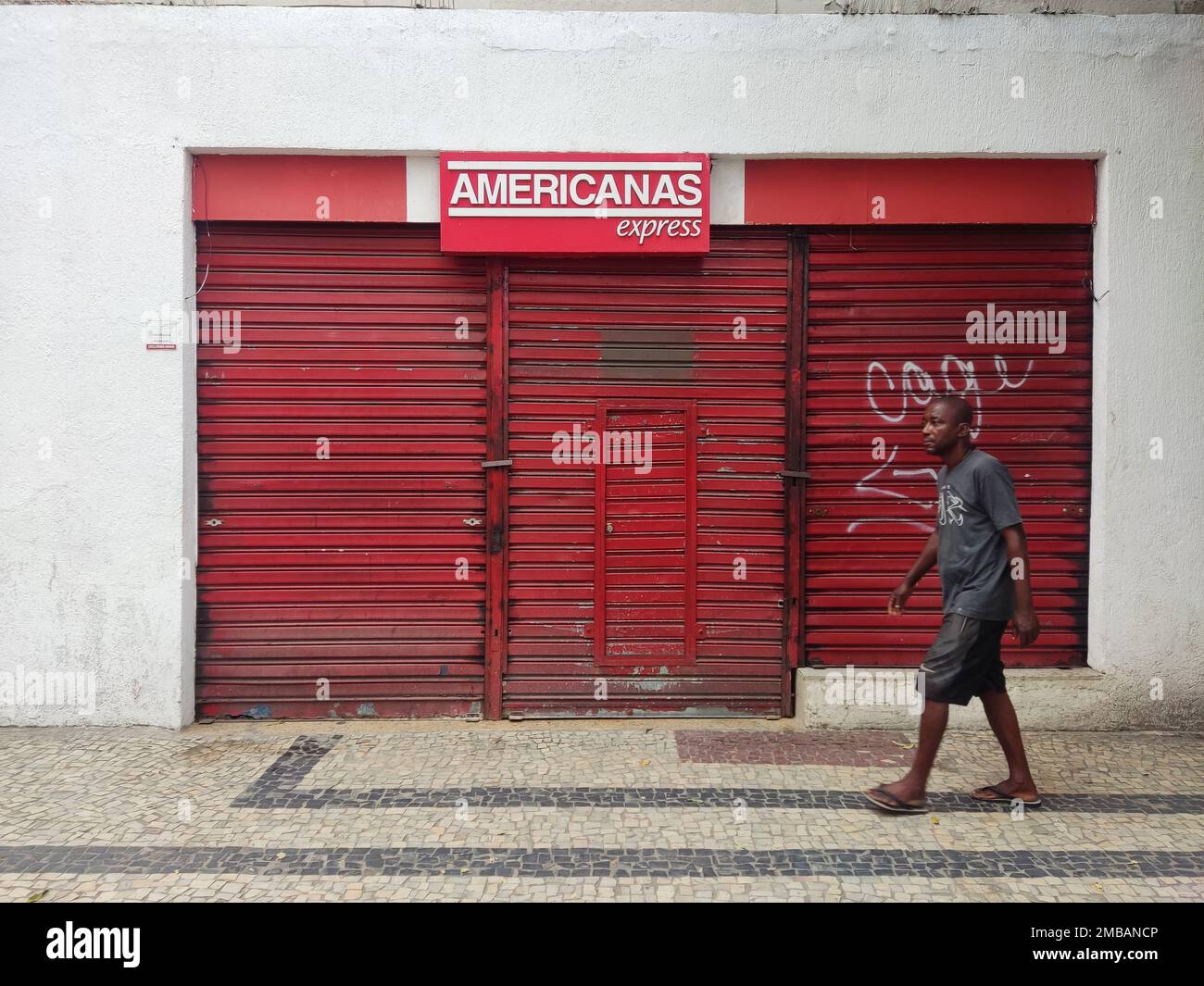 Le magasin de la société de vente au détail Lojas Americanas est fermé. Coté à la bourse (B3) comme AMER3. 3G Capital Group fait face à la faillite après la corruption comptable Banque D'Images