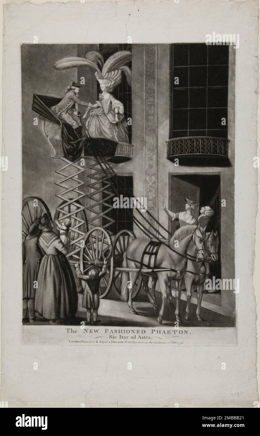 Le nouveau Phaeton de mode, 22 février 1776. 'sic Itur ad Astra', (ainsi on va aux étoiles). Attribué à Philip Dawe. Banque D'Images