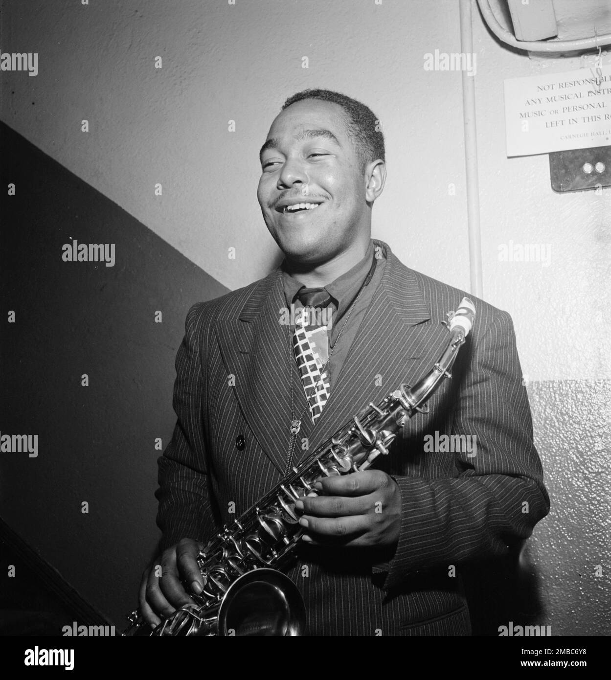 Portrait de Charlie Parker, Carnegie Hall, New York, N.Y., ca. 1947. Banque D'Images