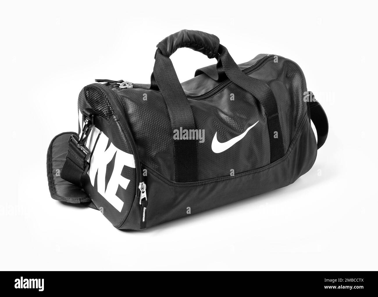 Chisinau, Moldova 27 avril 2019 : gros plan du sac Nike sur fond blanc Banque D'Images