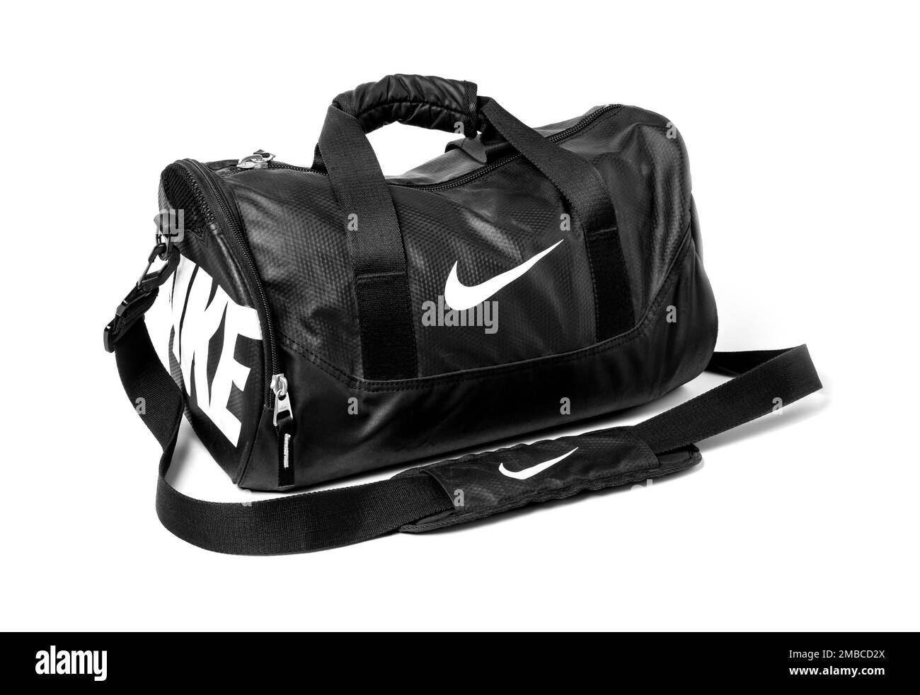 Chisinau, Moldova 27 avril 2019 : gros plan du sac Nike sur fond blanc Banque D'Images