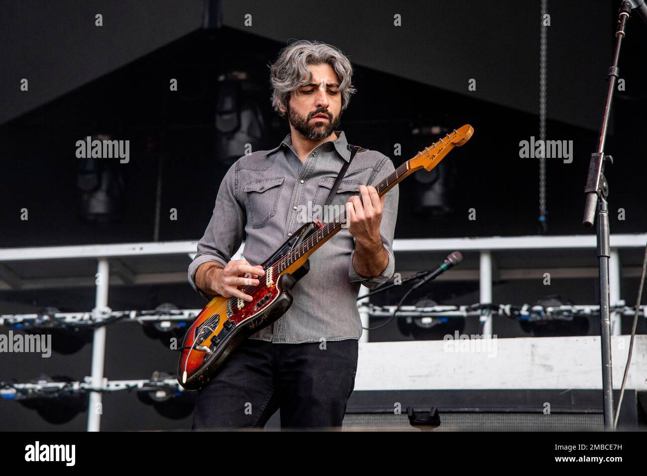 Gerardo Larios of Spoon performs at the BottleRock Napa Valley Music Festival at Napa Valley Expo on Friday, May 27, 2022, in Napa, Calif. (Photo by Amy Harris/Invision/AP) Banque D'Images