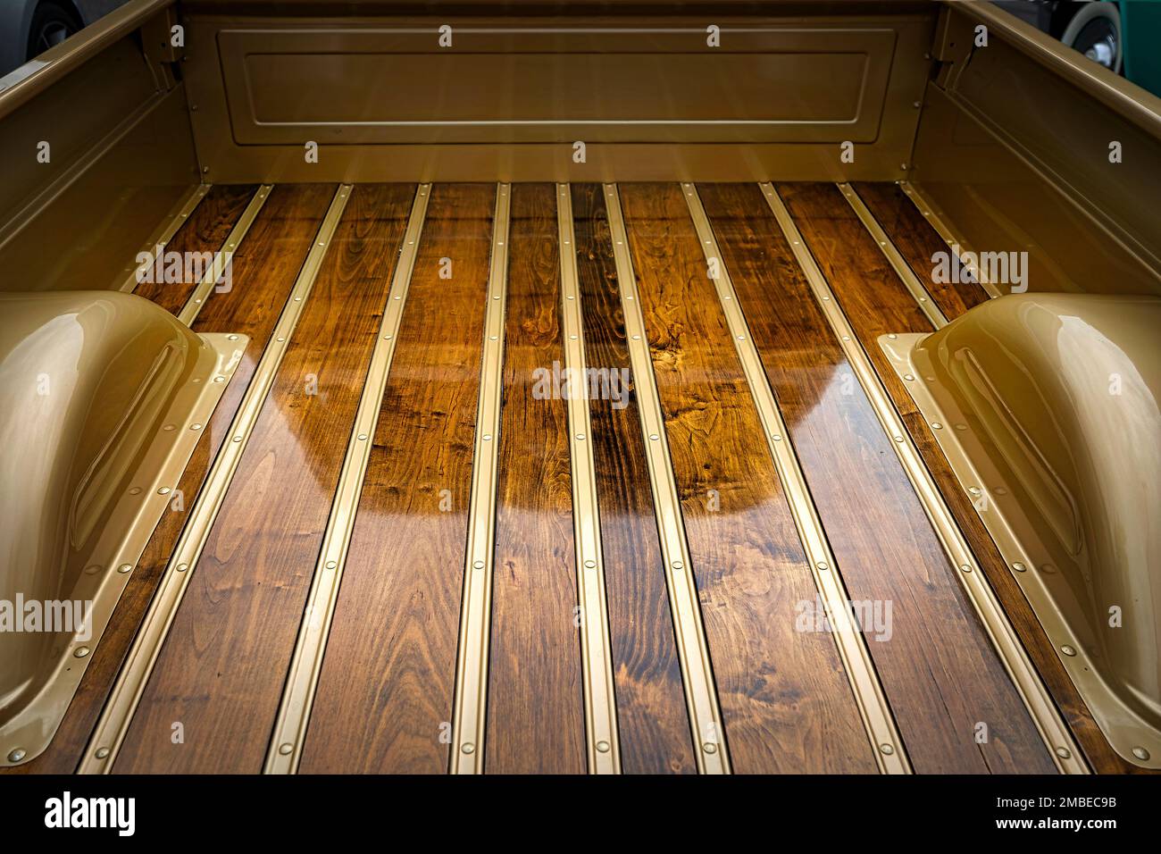 Le lit d'un pick-up de milieu des années 60 modifié à un rendez-vous de voiture à El Paso, Texas. Banque D'Images