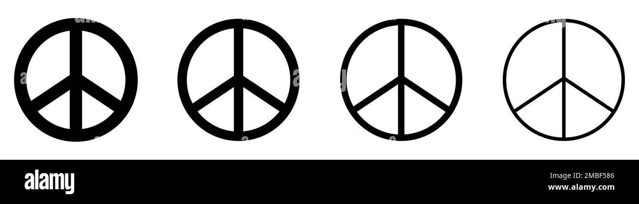 Ensemble de symboles de paix. Symboles paix noirs sur fond blanc. Illustration vectorielle. Icône conceptuelle Illustration de Vecteur