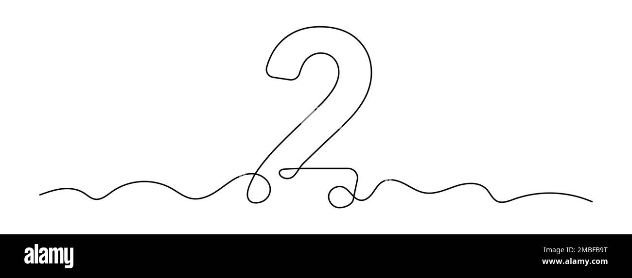 Numéro 2 dans le style de mise en plan de ligne continue. Dessin au trait du numéro deux. Illustration vectorielle. Schéma abstrait numéro 2 Illustration de Vecteur