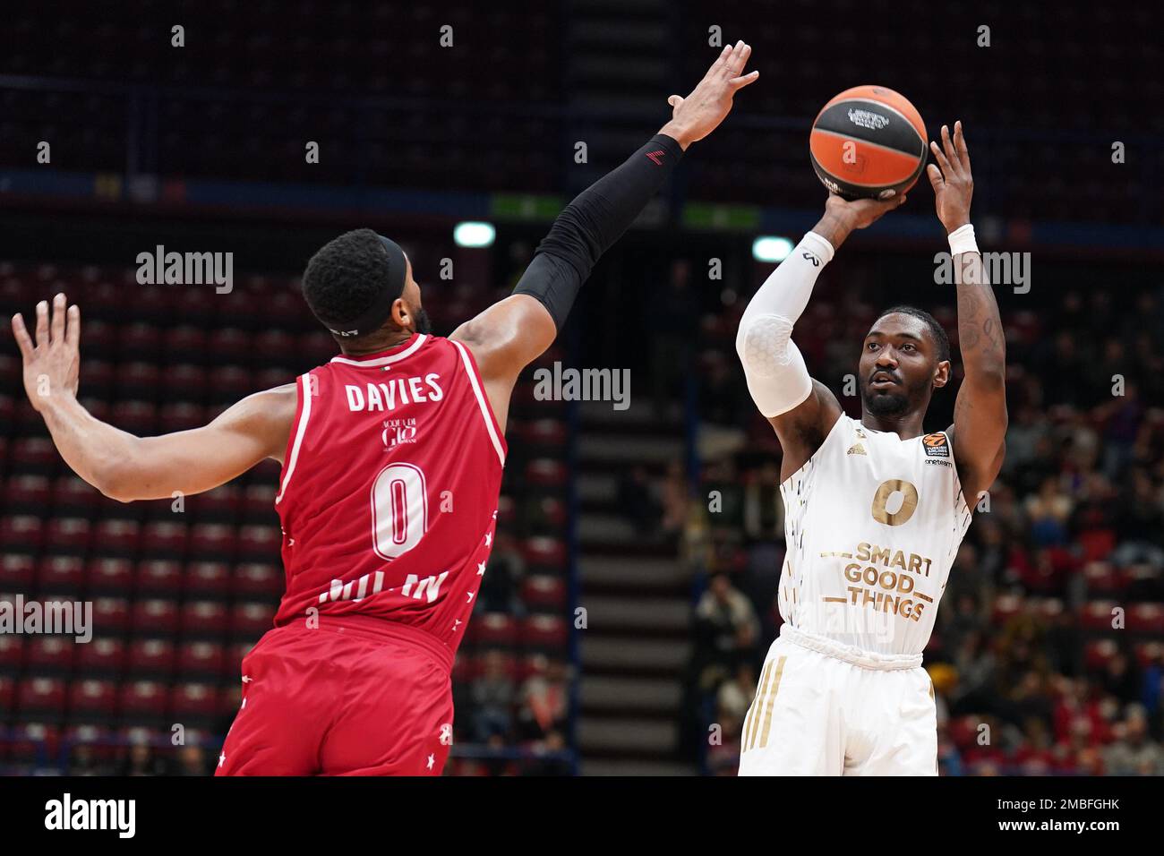 Milan, Italie. 20th janvier 2023. Jonah Mathews (Asvel Lyon Villeurbanne) pendant EA7 Emporio Armani Milano vs Lyon-Villeurbanne, Championnat d'Euroligue de basket-ball à Milan, Italie, 20 janvier 2023 crédit: Agence de photo indépendante/Alamy Live News Banque D'Images