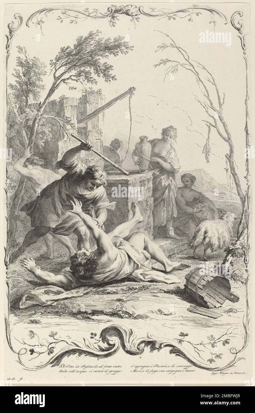 Moïse frappant un berger, c. 1745. Banque D'Images