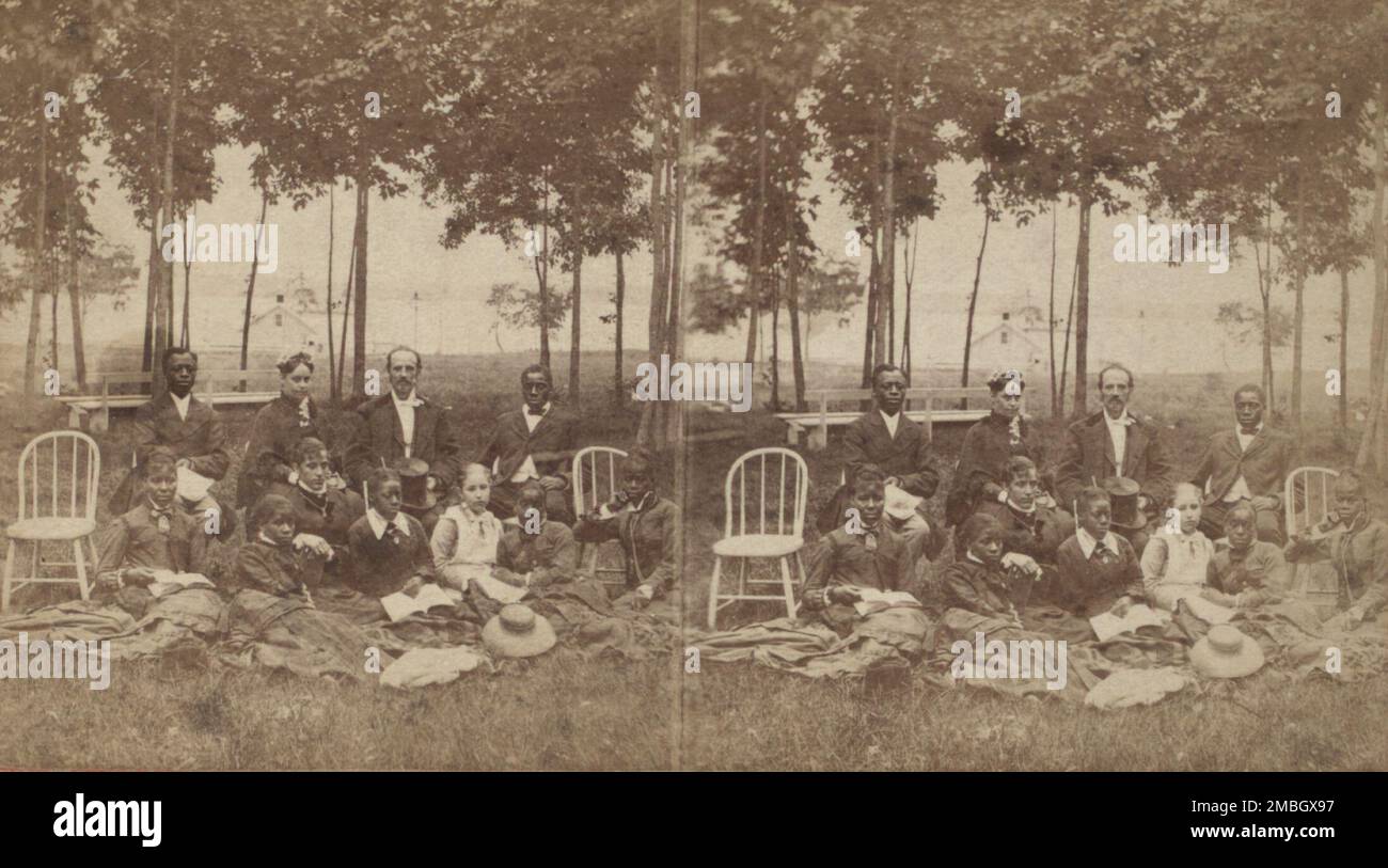 Vue d'un groupe de touristes, certains Afro-américains, c1850-c1930. Banque D'Images