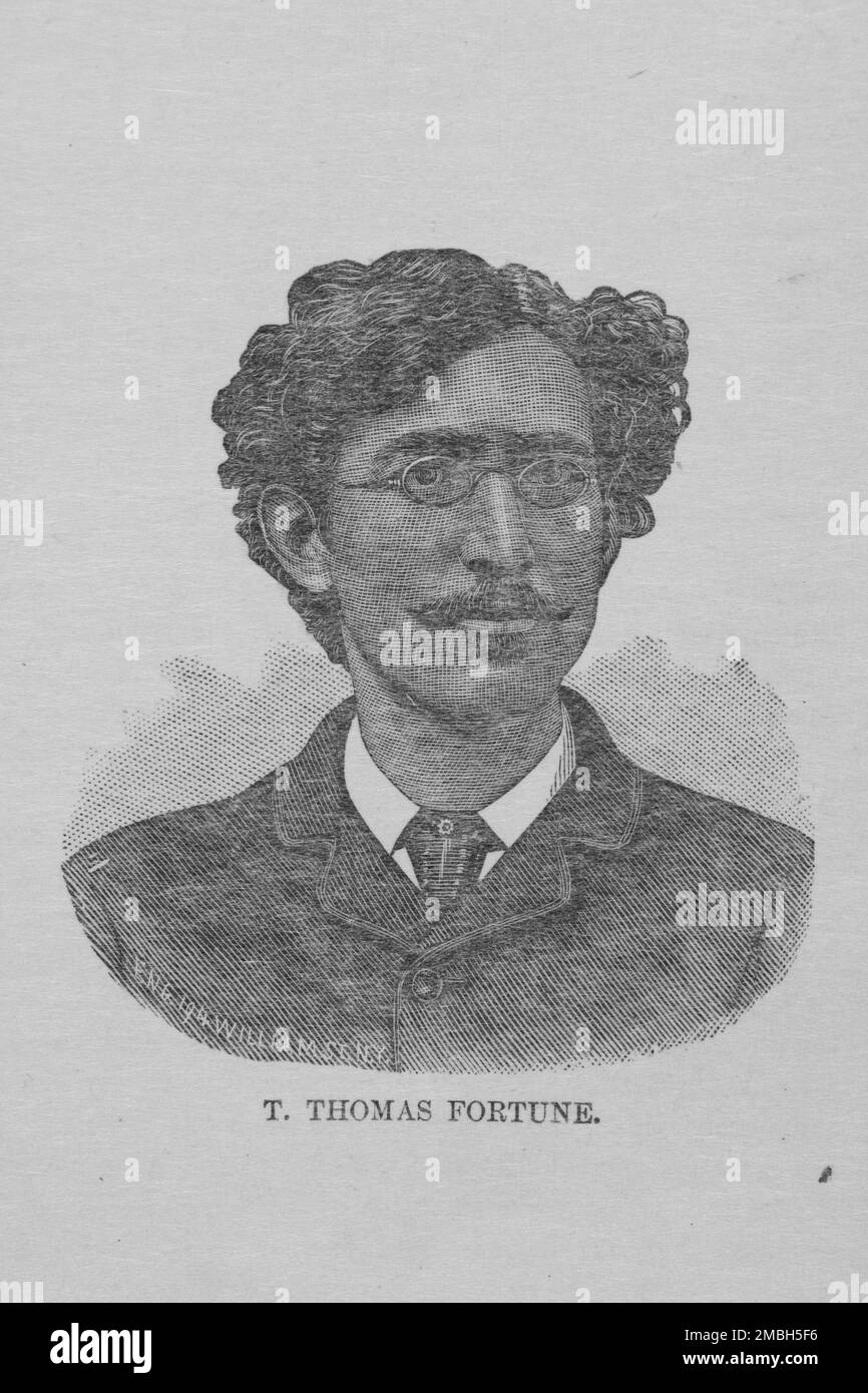 T. Thomas Fortune, 1891. Timothy Thomas Fortune, orateur afro-américain, dirigeant des droits civils, journaliste, écrivain, éditeur, économiste et éditeur. De 'la presse afro-américaine et ses éditeurs'. Banque D'Images