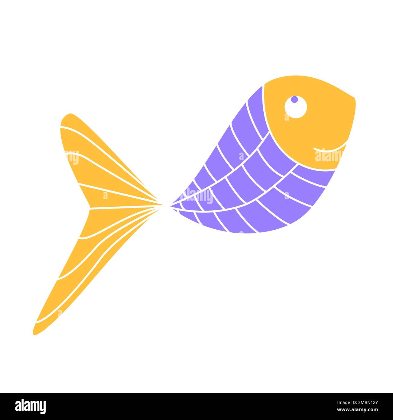 Personnage coloré à motif poisson Doodle. Silhouette marine abstraite dessinée à la main. Coloré fantasy naïf puérile bébé pucery scandinave mascote. Illustration vectorielle. Illustration de Vecteur