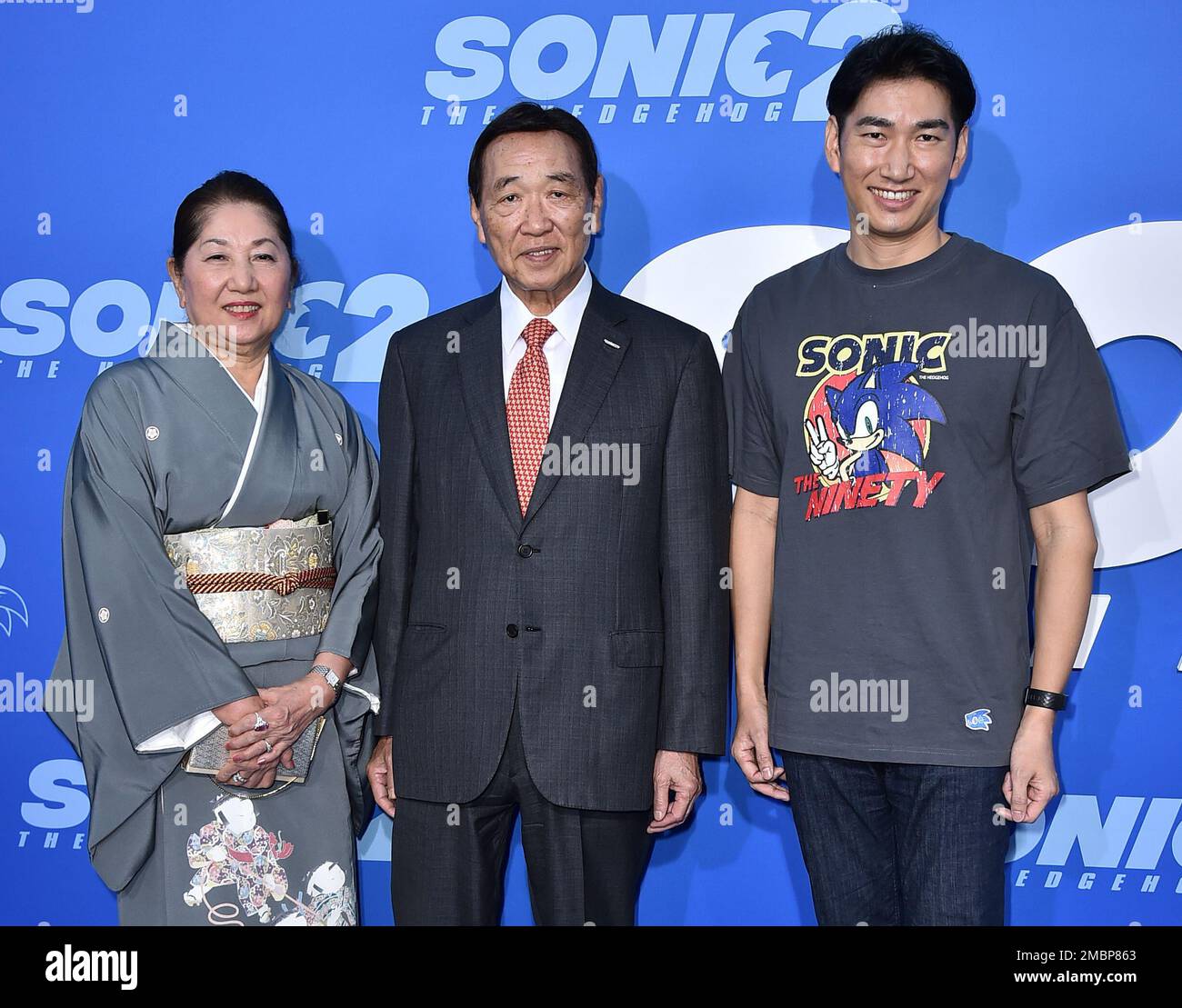 Hajime Satomi and Haruki Satomi arrive at the Los Angeles premiere of "Sonic The Hedgehog 2," Tuesday, April 5, 2022, at the Regency Village Theatre. (Photo by Jordan Strauss/Invision/AP) Banque D'Images