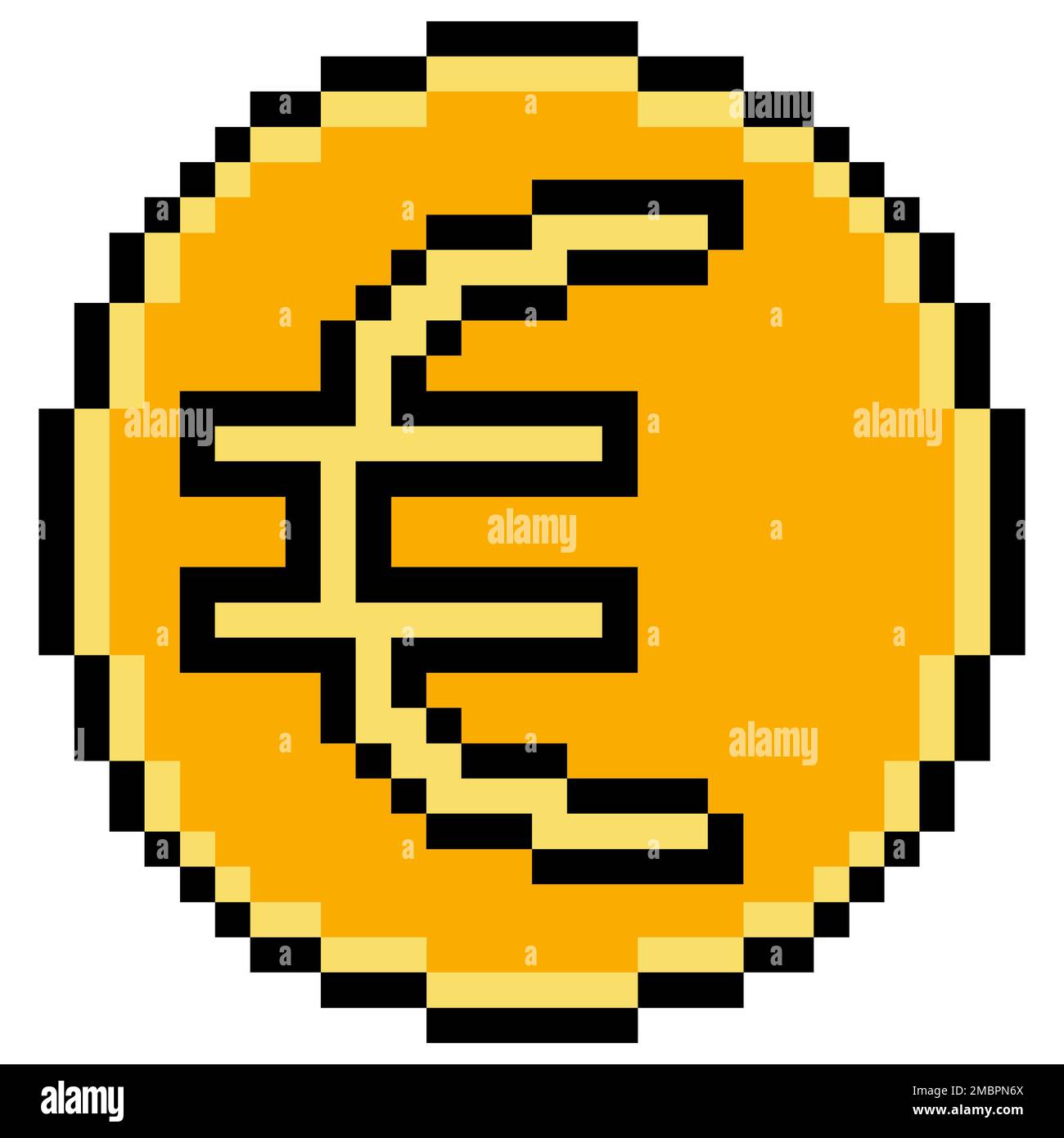 Pixel art euro coin icône. Illustration vectorielle Banque D'Images