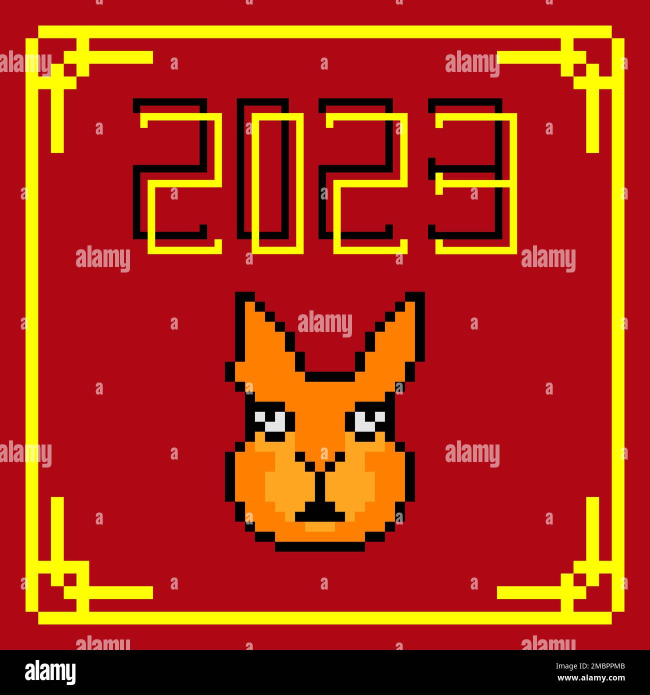 Joyeux nouvel an chinois 2023 avec pixel Art Illustration vectorielle Banque D'Images