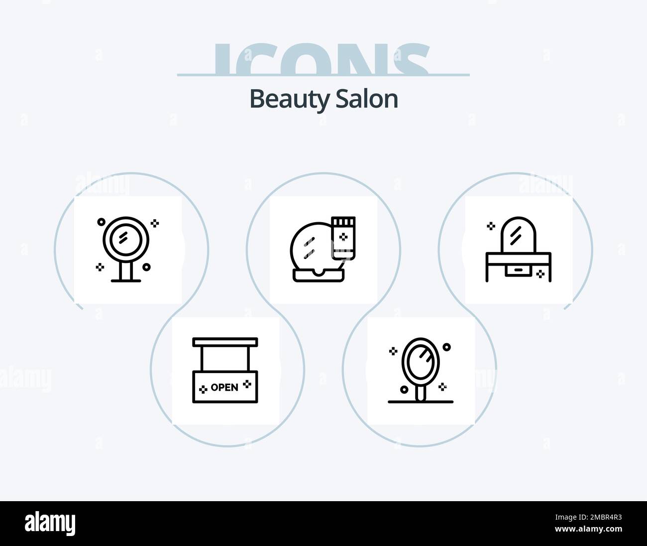 Salon de beauté Line Icon Pack 5 Icon Design. peinture pour les yeux. salon. beauté et spa. miroir. beauté Illustration de Vecteur