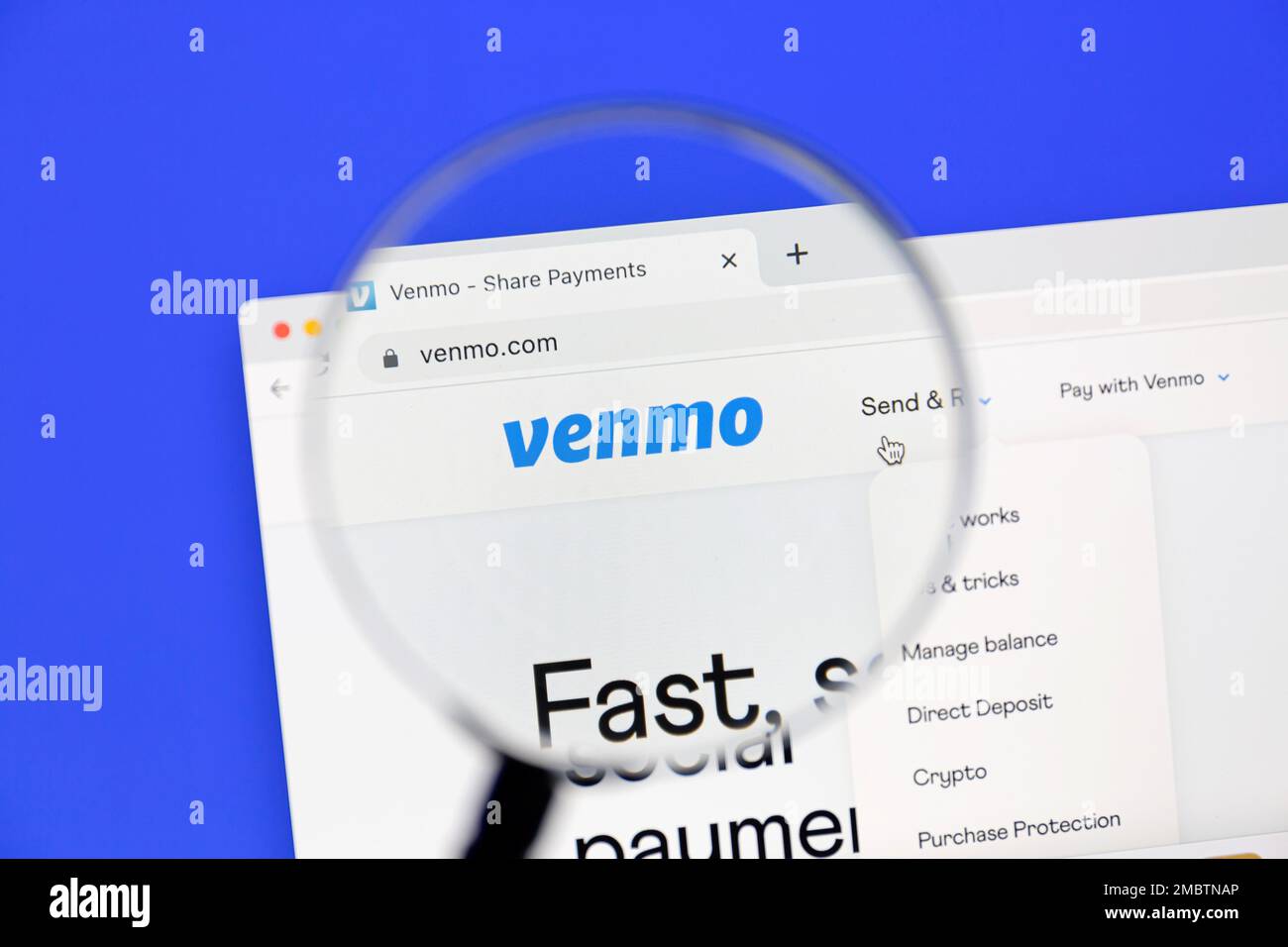 Ostersund, Suède - 21 décembre 2022 : site de Venmo. Venmo est un service de paiement mobile américain fondé en 2009 et détenu par PayPal Banque D'Images