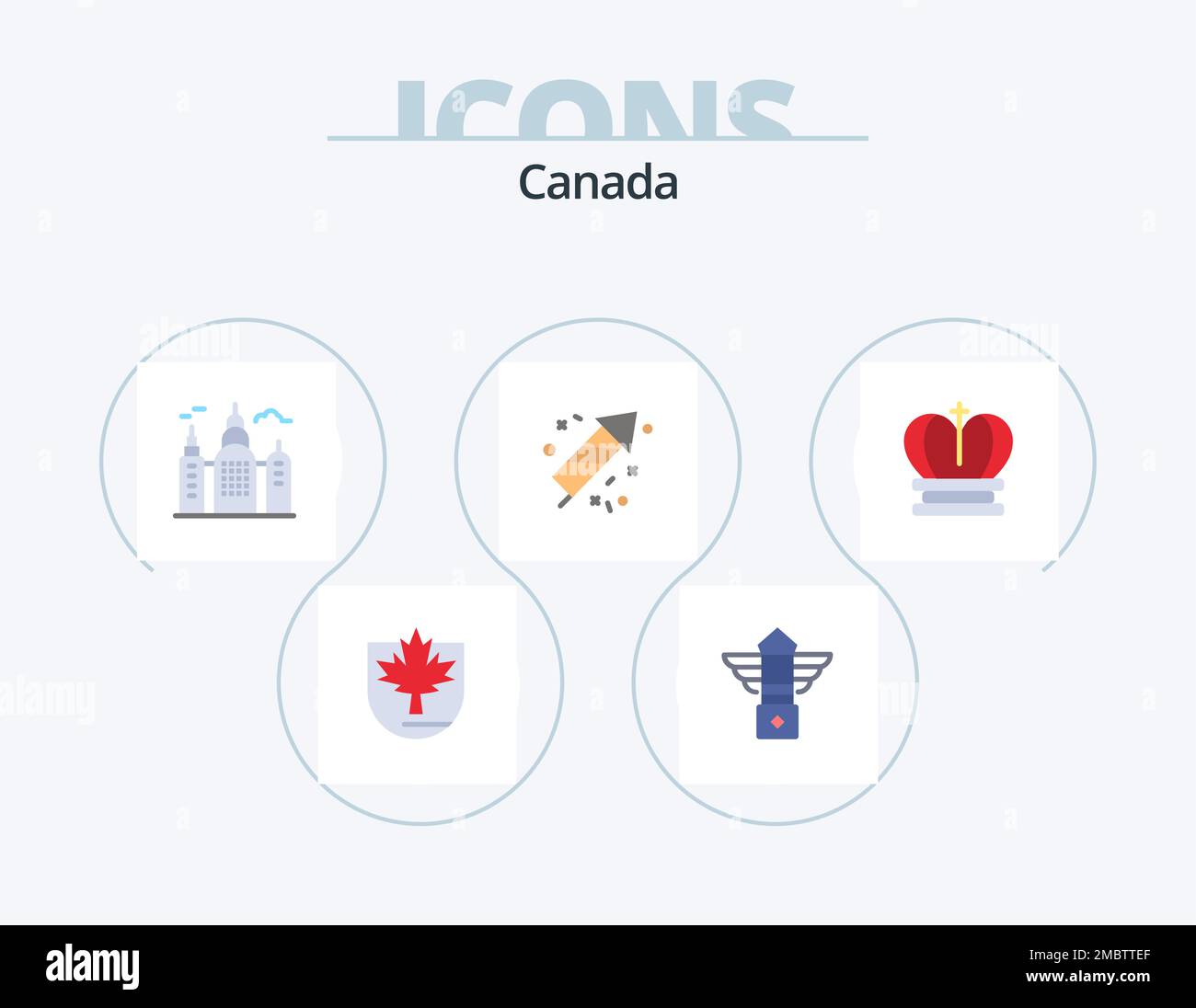 Canada Flat Icon Pack 5 Icon Design. royal. couronne. bâtiment. incendie Illustration de Vecteur