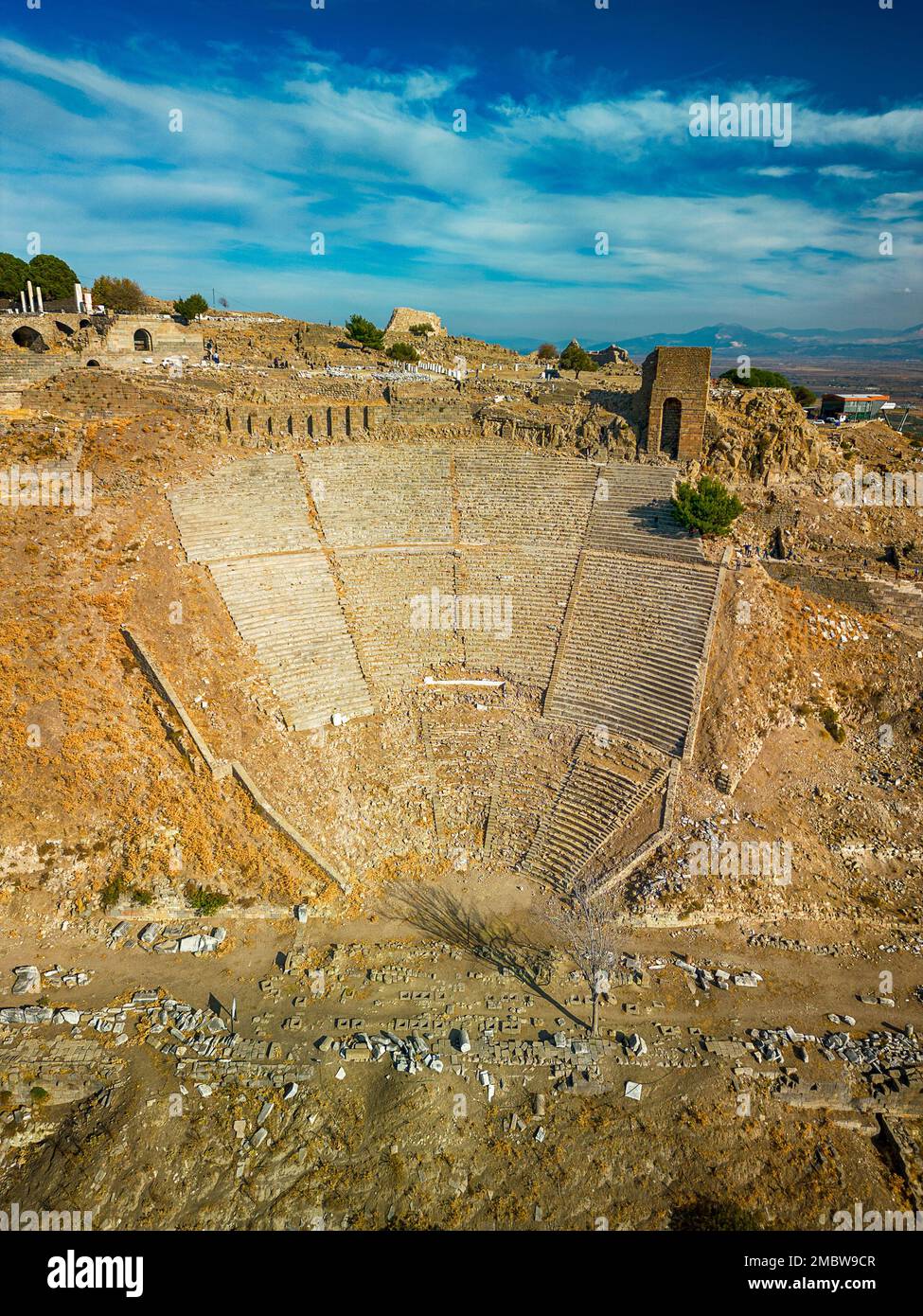 L'Acropole des ruines de la ville antique de Pergamon à Bergama, Izmir, Turquie Banque D'Images