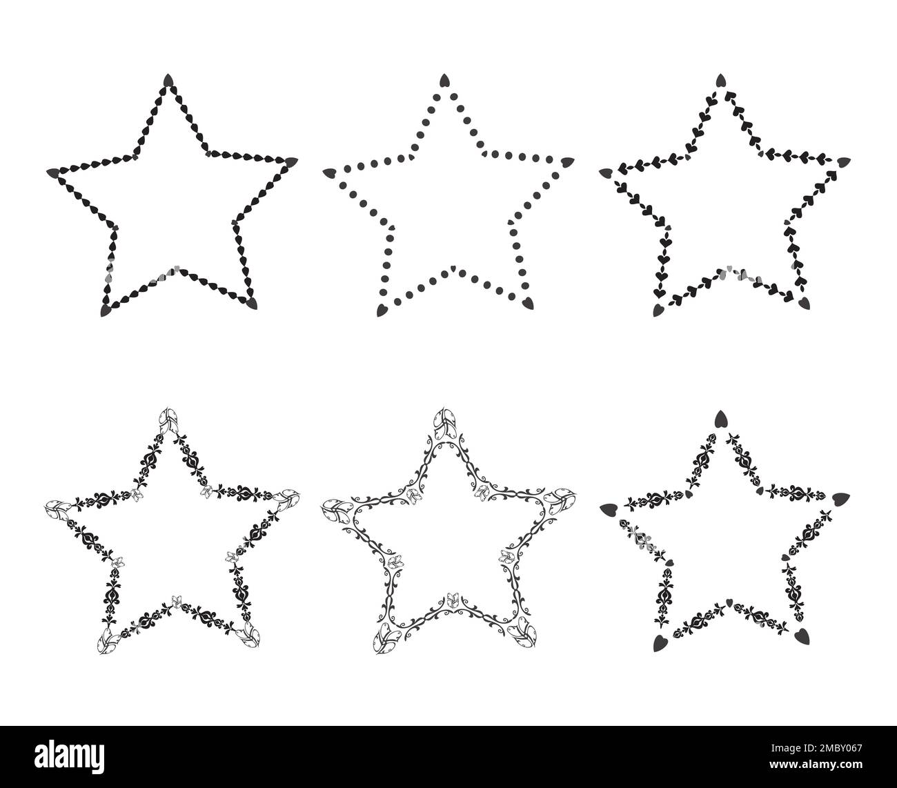 Ensemble d'icônes en forme d'étoiles décoratives monochromes Illustration de Vecteur