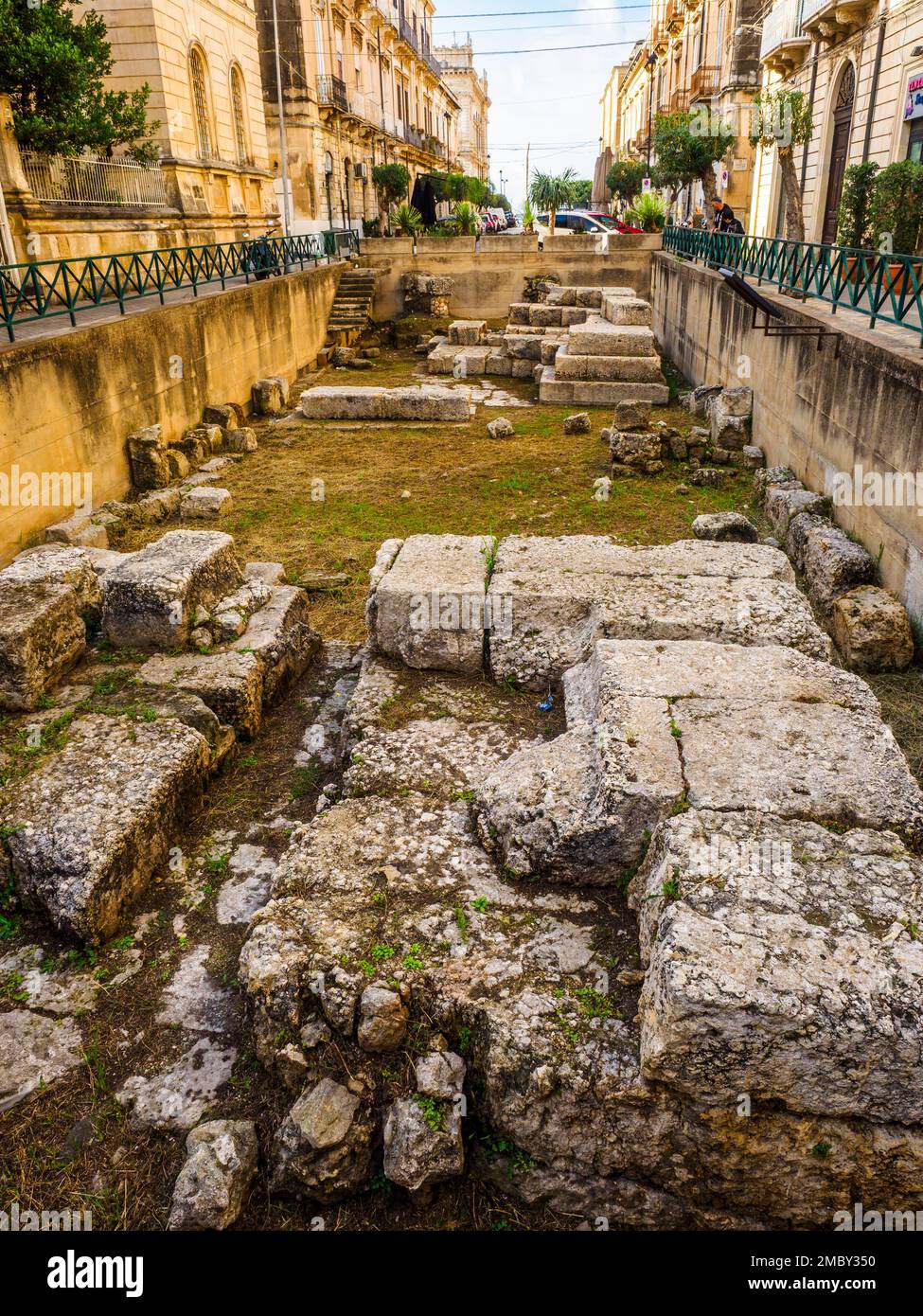 Fortifications grecques des ruines d'Ortigia - Syracuse, Sicile, Italie Banque D'Images
