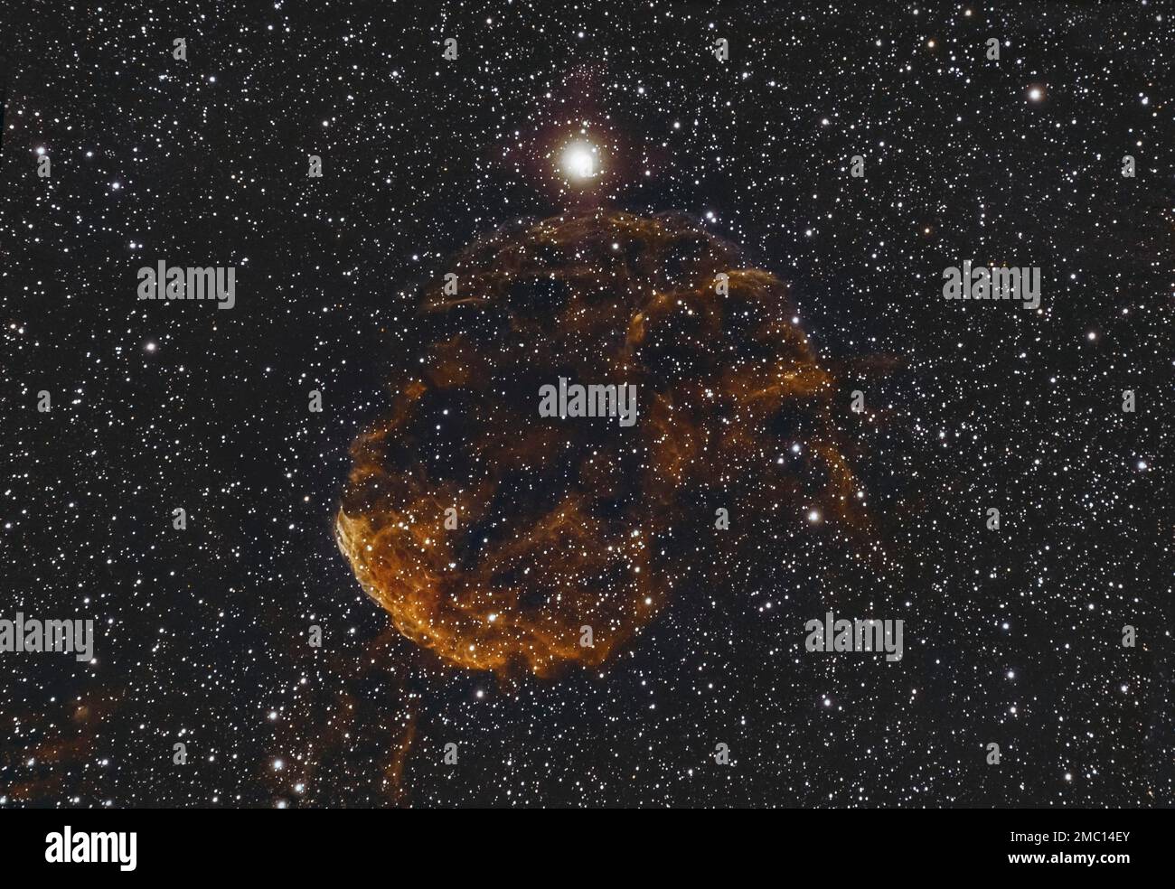 Méduse nébuleuse, Hubble Palette couleurs avec filtre à bande étroite,  IC443 supernova galactique restant dans la constellation des Gémeaux avec  l'étoile ETA Photo Stock - Alamy