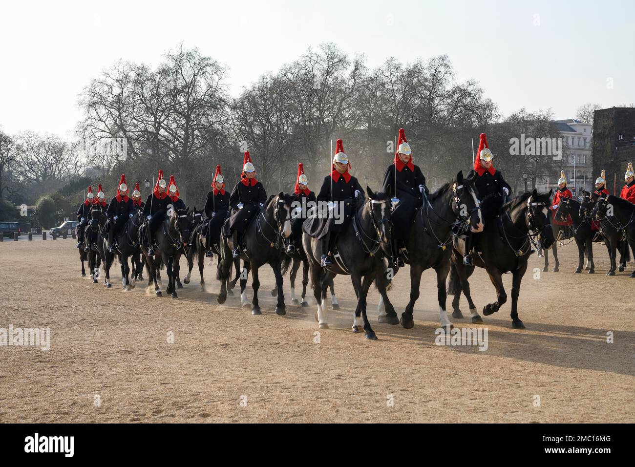 Parade des gardes à cheval, soldats du régiment à cheval de la cavalerie de la maison, White Hall, Westminster, Londres, Angleterre, Grande-Bretagne Banque D'Images