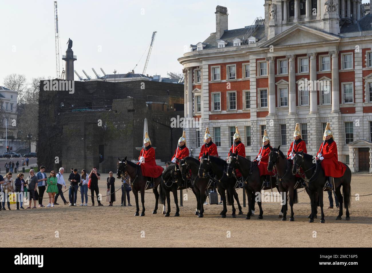 Parade des gardes à cheval, soldats du régiment à cheval de la cavalerie de la maison, White Hall, Westminster, Londres, Angleterre, Grande-Bretagne Banque D'Images