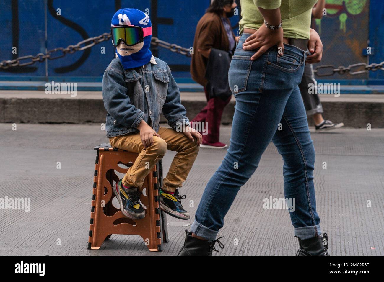 20 janvier 2023, Mexico, Mexique: Des femmes se joignent à une manifestation pour protester ce vendredi pour exiger la suspension de la présence de la Garde nationale dans le métro, considérant qu'elle ne représente pas une mesure préventive réelle pour éviter d'autres accidents après la mort de Yaretzi, Un jeune étudiant de l'Université autonome du Mexique dans un accident sur la ligne 3 du Metro. Sur 20 janvier 2023 à Mexico, Mexique. (Photo par Amaresh V. Narro/ Eyepix Group) Credit: EYEPIX Group/Alay Live News Banque D'Images