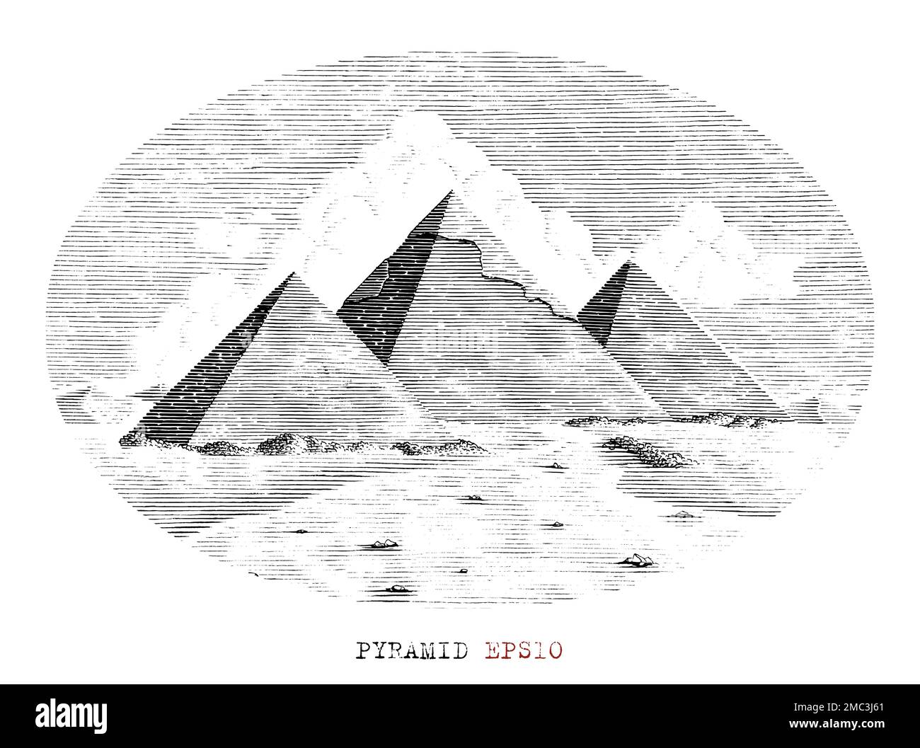 Dessin à la main pyramide style gravure vintage noir et blanc clip art Illustration de Vecteur