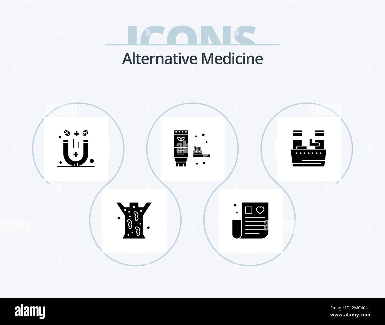 Alternative Medicine Glyph Icon Pack 5 Icon Design. trempez. produire. aimant. naturel. écologie Illustration de Vecteur