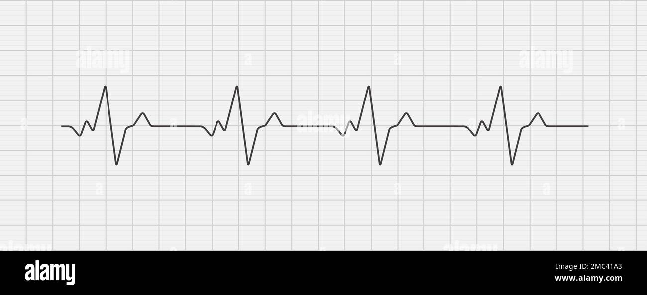 Ligne de tracé du graphique vectoriel de l'électrocardiogramme par battement de cœur.Moniteur de fréquence cardiaque EKG Illustration de Vecteur