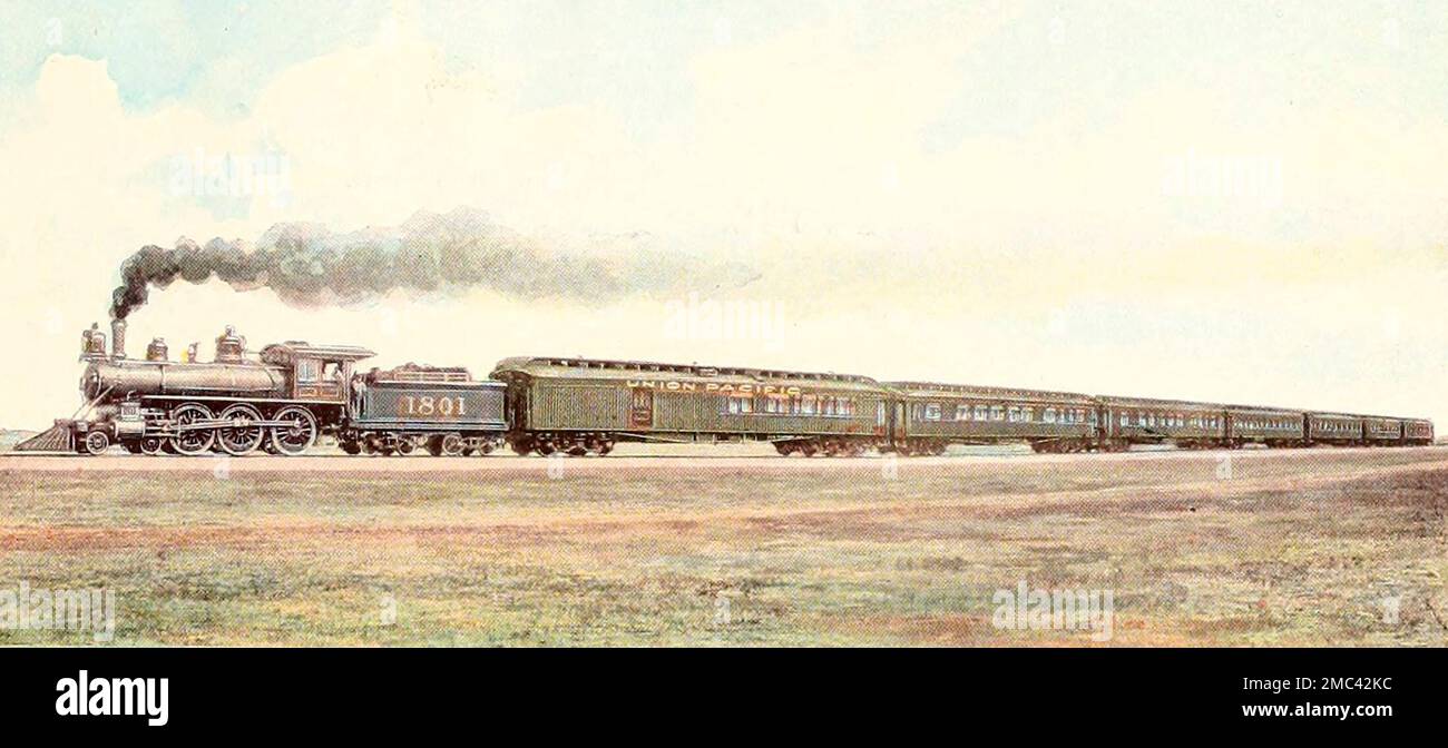 The Overland Limited - le célèbre train Union Pacific, qui part de la Californie en deux nuits depuis le fleuve Missouri, vers 1900 Banque D'Images
