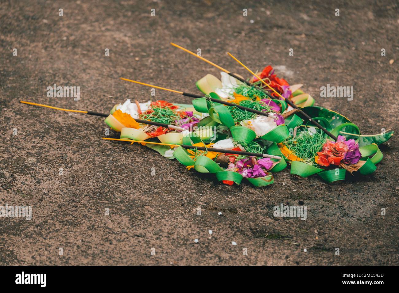 Canang de fleurs sari, offre de fleurs à Bali, Indonésie Banque D'Images