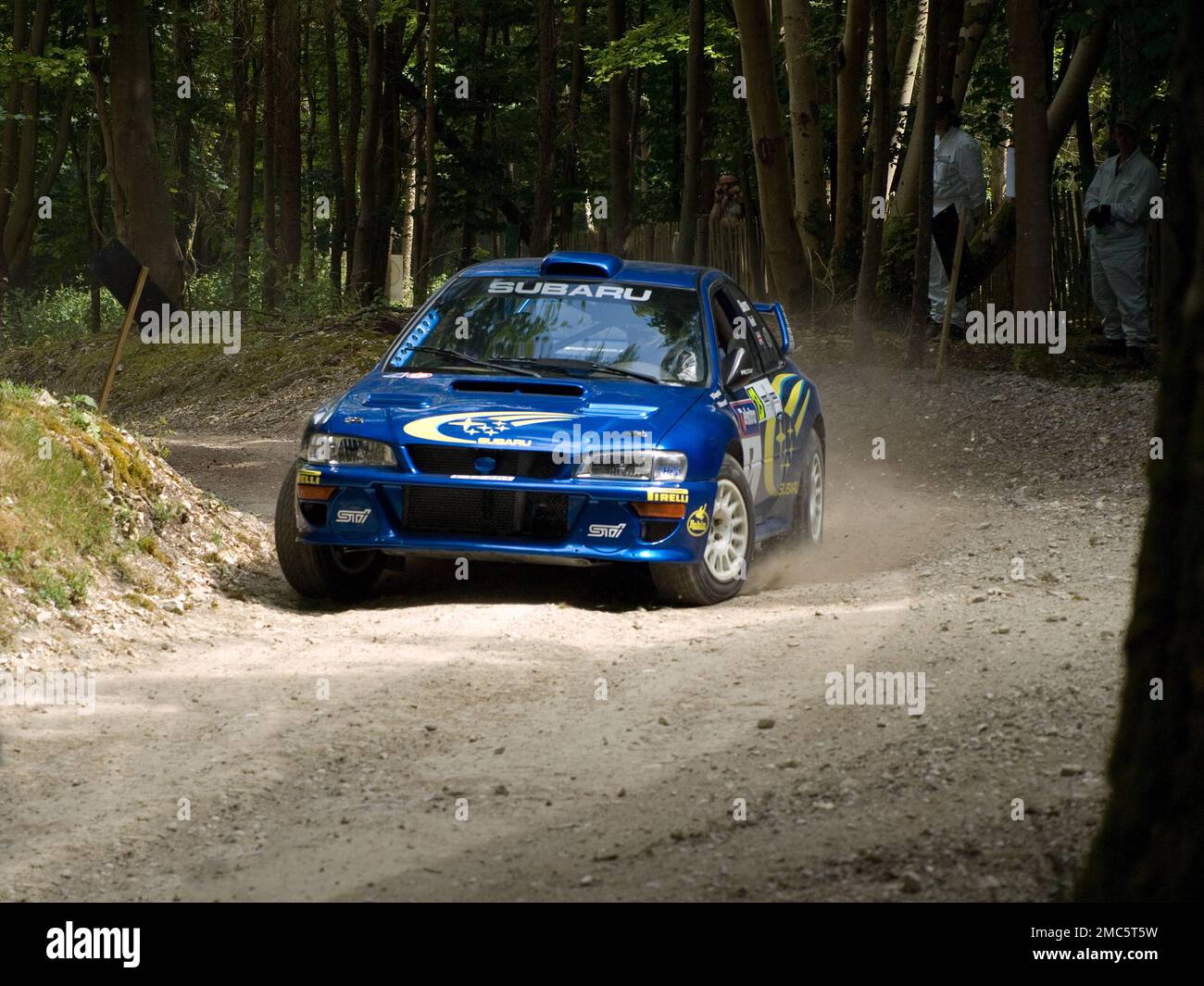 La voiture de rallye Subaru Impreza STI sur la scène du rallye au Goodwood Festival of Speed 2009. Banque D'Images