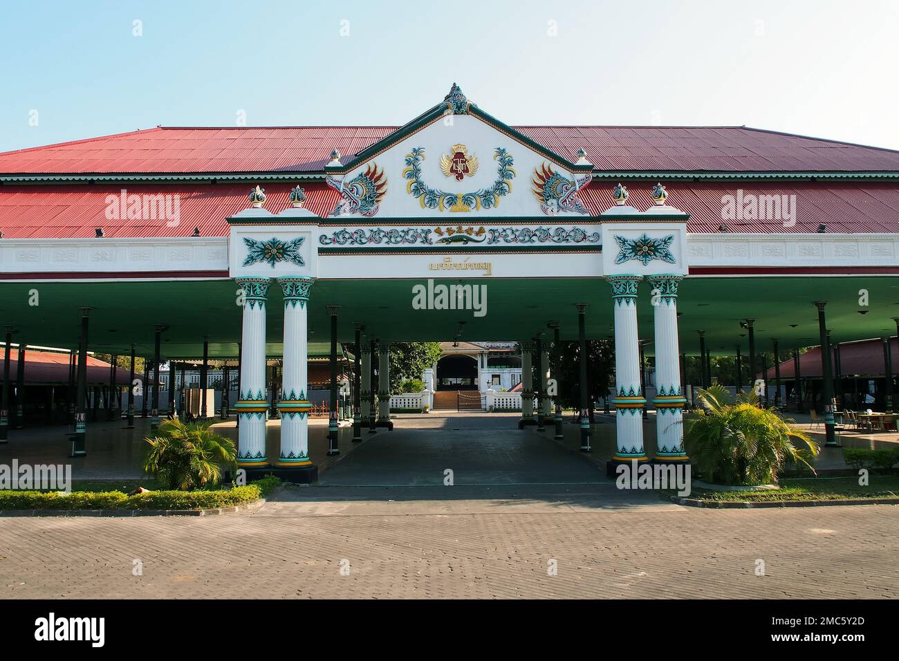 Salle Pagelaran, Palais royal de Yogyakarta, Kraton Ngayogyakarta Hadiningrat, Yogyakarta, Java, Indonésie Banque D'Images