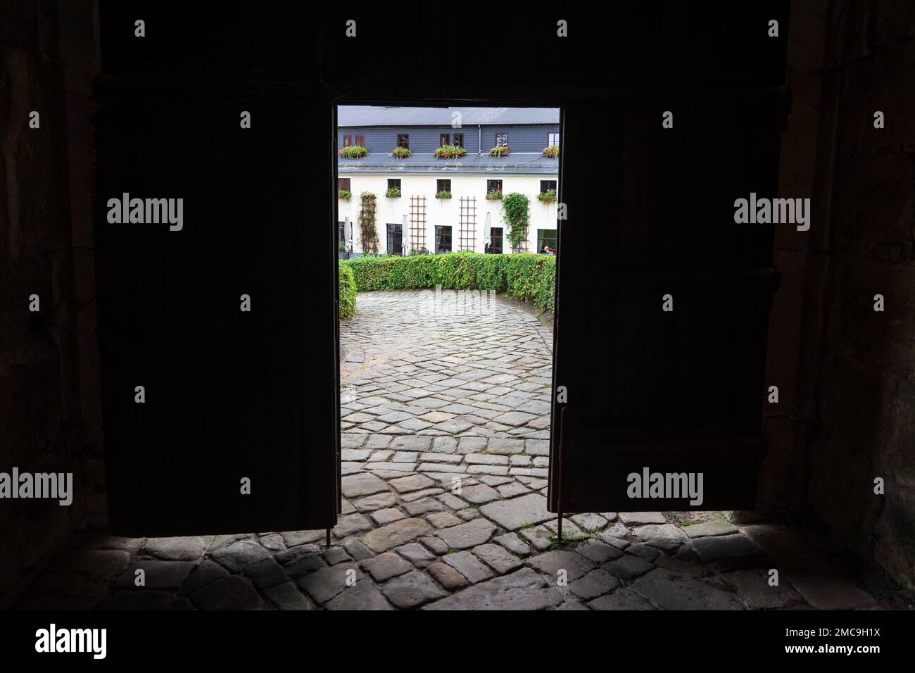 Entrée centrale de Burg Stolpen (château de Stolpen). Saxe. Allemagne. Banque D'Images