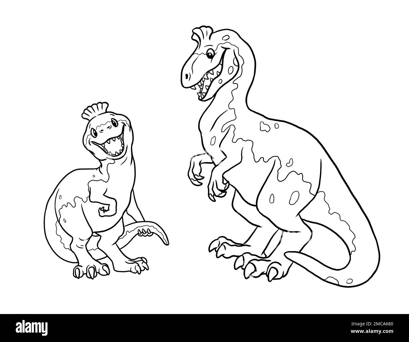 Un joli dinosaure cryolosaurus pour colorier. Modèle pour un livre de coloriage avec famille de dinosaures drôle. Modèle de coloriage pour enfants. Banque D'Images