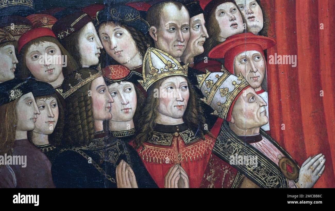 LE PAPE ALEXANDRE VI (1431-1503) avec certains de ses enfants illigitimate Banque D'Images