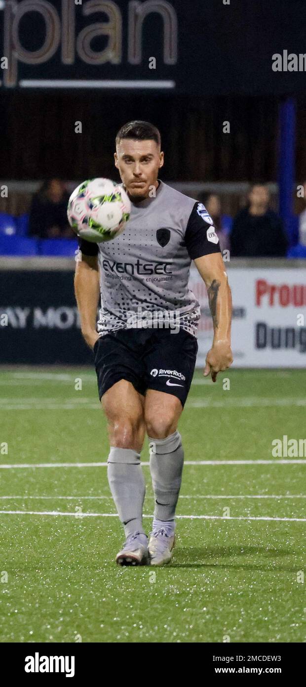 Parc de Stangmore, Dungannon, comté de Tyrone, Irlande du Nord, Royaume-Uni. 02 septembre 2022. Danske Bank Premiership – Dungannon Swifts 0 Coleraine 5. Josh Carson, joueur de Coleraine (11) en action pendant le match de la Danske Bank Irish League. Banque D'Images