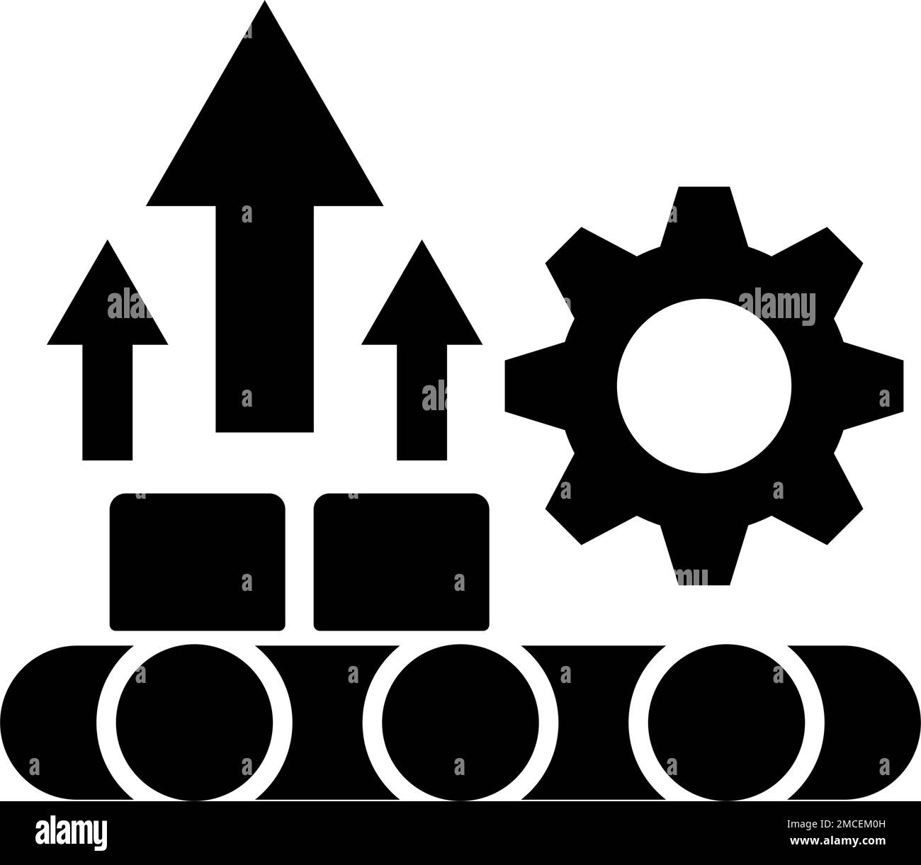 Icône de silhouette de productivité. Amélioration de la productivité de la fabrication. Vecteur modifiable. Illustration de Vecteur