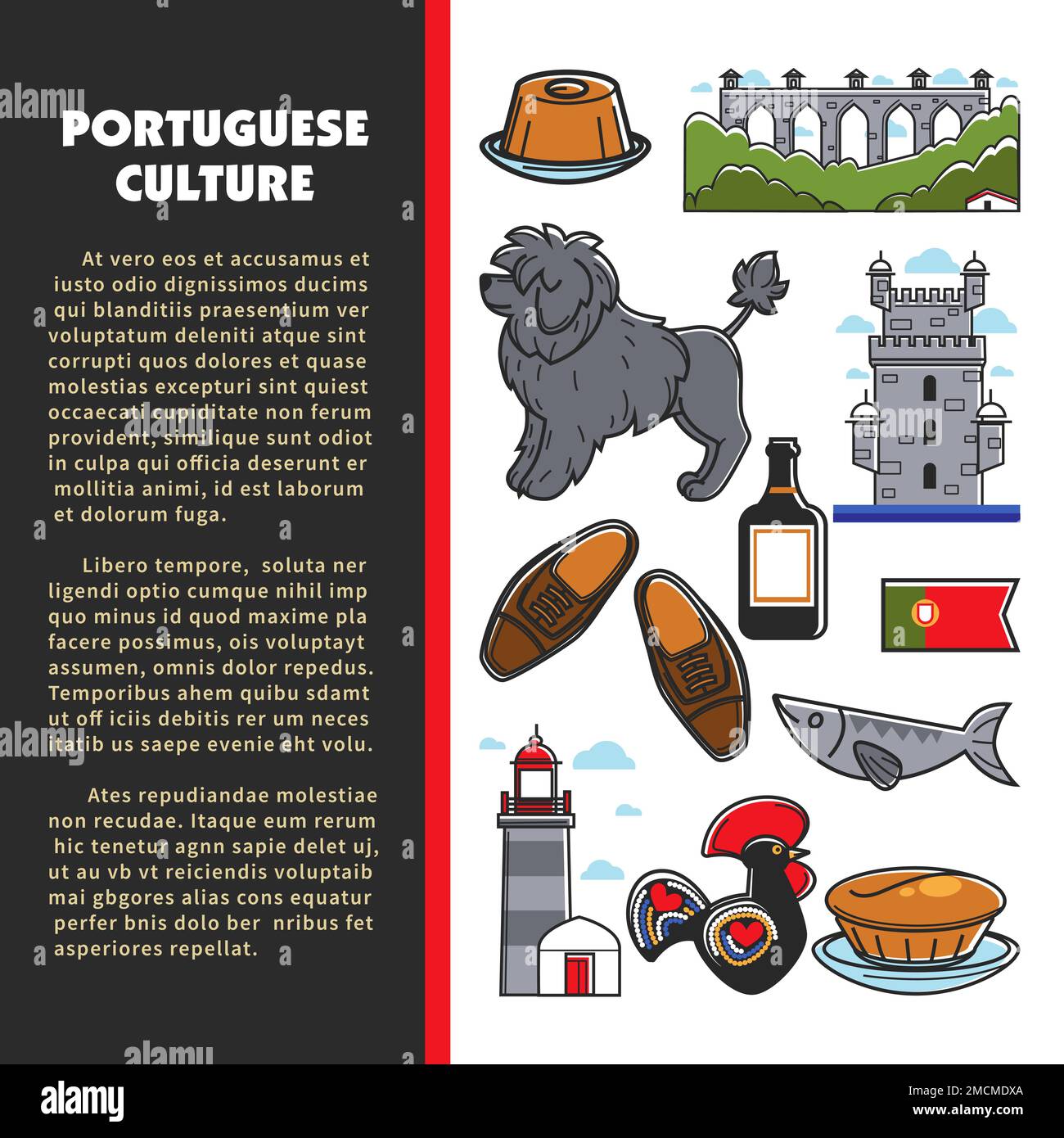 Voyage au Portugal la culture portugaise architecture et la bannière de cuisine Illustration de Vecteur